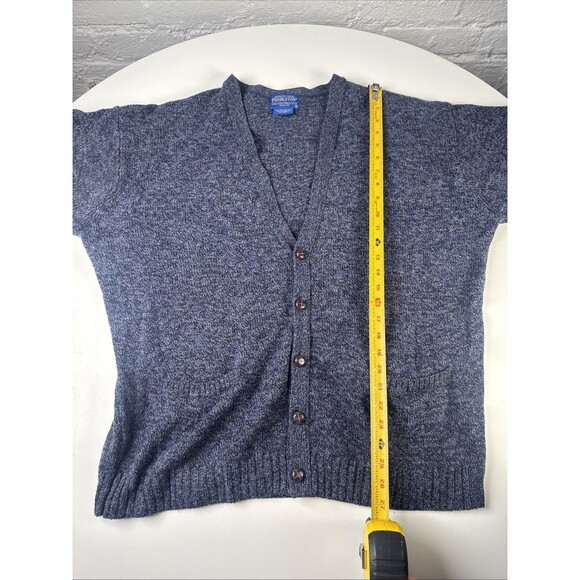 Pendleton Sweater Mens XL Navy Blue Shetland Wool Cardigan Button Front Pockets - Picture 10 of 11